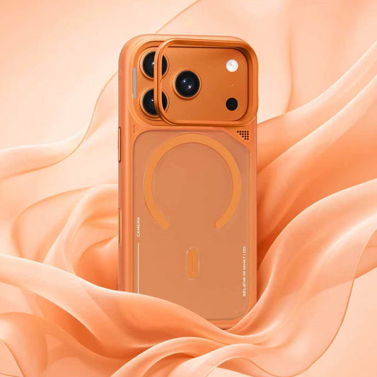 MagSafe-kuori Apple iPhone 18 Pro Max / 17 Pro Max -puhelimelle, Blueo, lämpöä haihduttava jalusta, satiininoranssi