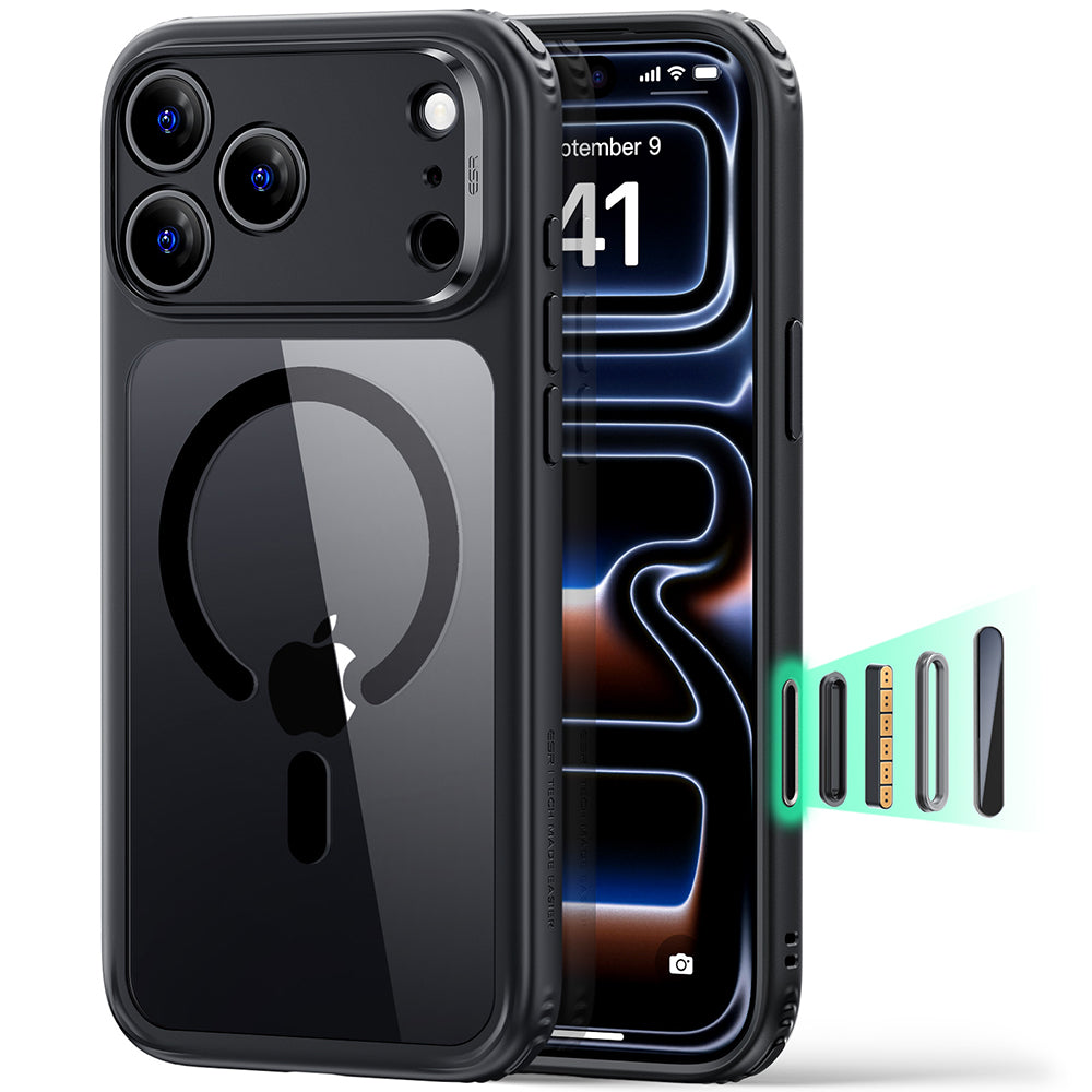 MagSafe-kuori Apple iPhone 18 Pro Max / 17 Pro Max, ESR, Classic Hybrid, Musta Läpinäkyvä