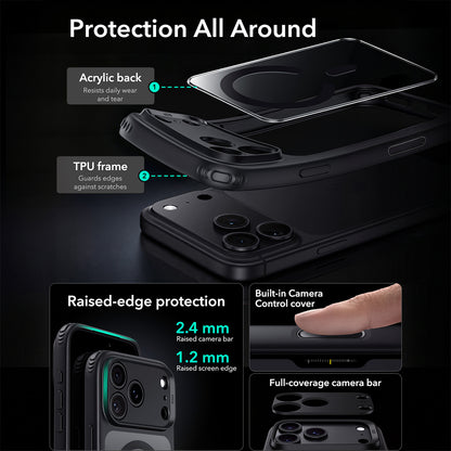 MagSafe-kuori Apple iPhone 18 Pro Max / 17 Pro Max, ESR, Classic Hybrid, Musta Läpinäkyvä