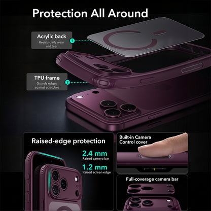 MagSafe-kuori Apple iPhone 18 Pro Max / 17 Pro Max, ESR, Classic Hybrid, Tummanpunainen satiini
