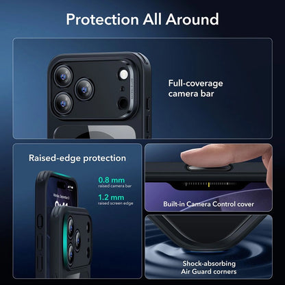 MagSafe Case for Apple iPhone 18 Pro Max / 17 Pro Max, ESR, Classic Hybrid with Screen Protector, Transparent Black