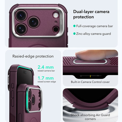 MagSafe-kuori Apple iPhone 18 Pro Max / 17 Pro Max, ESR, Cyber Armor Kickstand, Tummanpunainen satiini