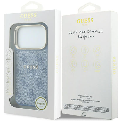 MagSafe-kuori Apple iPhone 18 Pro Max / 17 Pro Max, Guess, 4G kohokuvioitu klassikko, sininen
