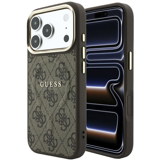 MagSafe-kuori Apple iPhone 18 Pro Max / 17 Pro Max, Guess, 4G Embossed Classic, Ruskea