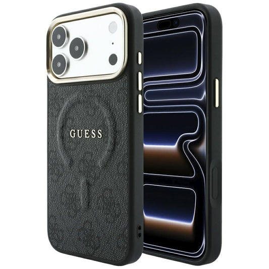 MagSafe-kuori Apple iPhone 18 Pro Max / 17 Pro Max, Guess, 4G kohokuvioitu klassikko, musta