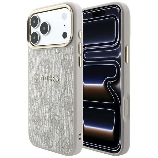 MagSafe-kuori Apple iPhone 18 Pro Max / 17 Pro Max, Guess, 4G kohokuvioitu klassikko, vaaleanpunainen