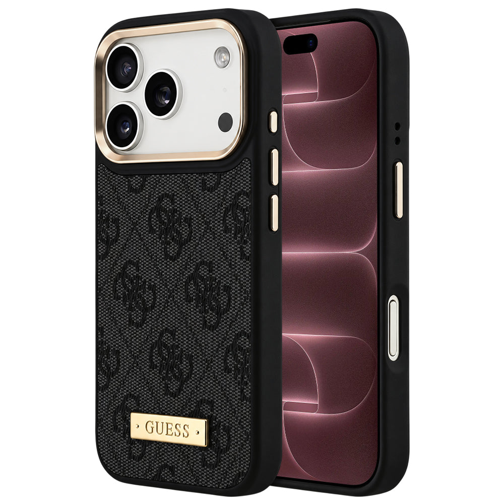 MagSafe-kuori Apple iPhone 18 Pro Max / 17 Pro Max -puhelimelle, Guess, 4G Logo Plate, musta