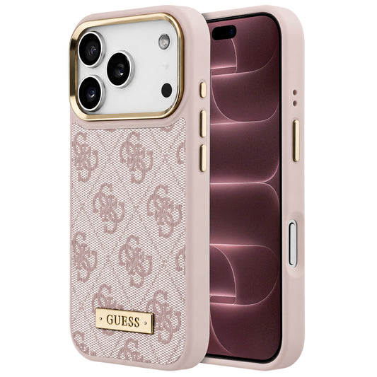 MagSafe-kuori Apple iPhone 18 Pro Max / 17 Pro Max -puhelimelle, Guess, 4G Logo Plate, vaaleanpunainen