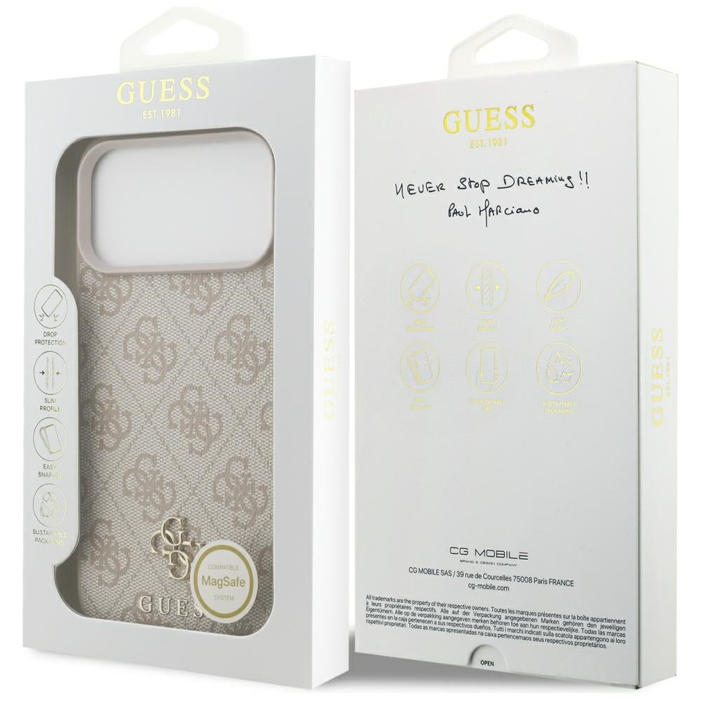 MagSafe-kuori Apple iPhone 18 Pro Max / 17 Pro Max, Guess, 4G Small and Classic, Vaaleanpunainen