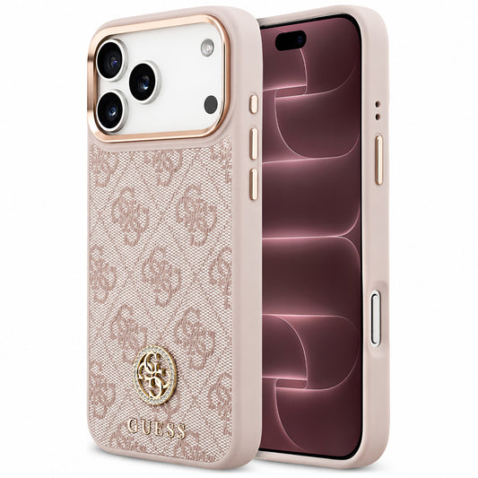 MagSafe-kuori Apple iPhone 18 Pro Max / 17 Pro Max -puhelimelle, Guess, 4G Strass Logo, vaaleanpunainen