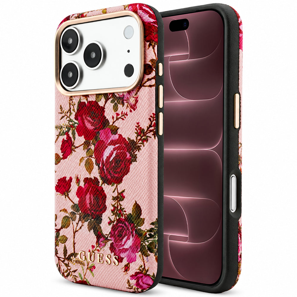 MagSafe-kuori Apple iPhone 18 Pro Max / 17 Pro Max -puhelimelle, Guess, Blossom Roses Print, vaaleanpunainen
