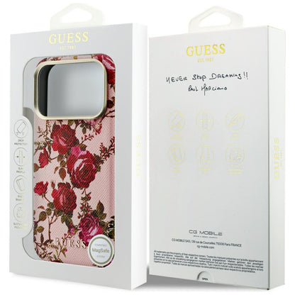 MagSafe-kuori Apple iPhone 18 Pro Max / 17 Pro Max -puhelimelle, Guess, Blossom Roses Print, vaaleanpunainen