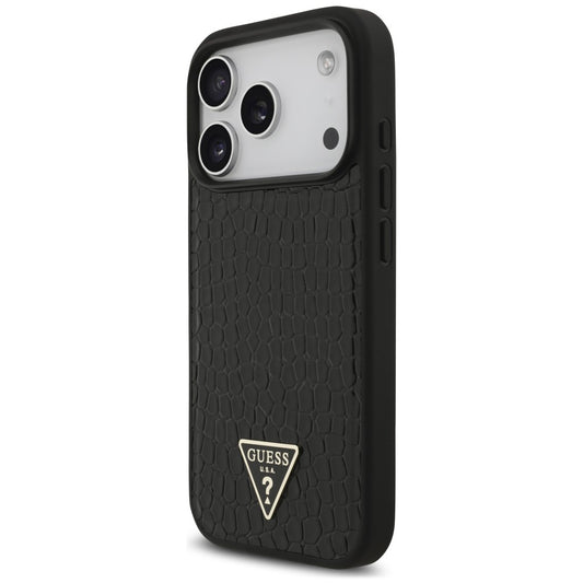 MagSafe-suojakuori Apple iPhone 18 Pro Max / 17 Pro Max -puhelimelle, Guess, Croco Triangle Logo, musta