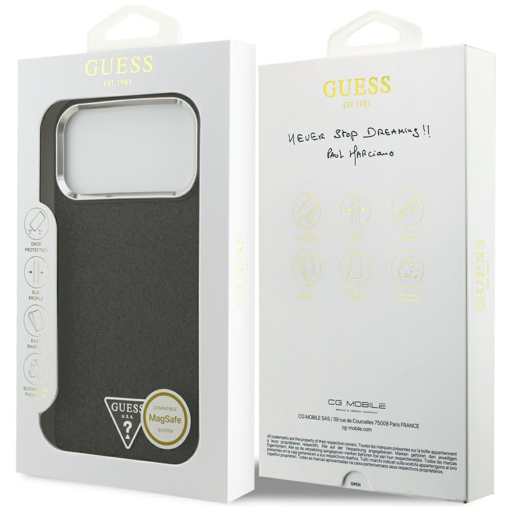 MagSafe-kuori Apple iPhone 18 Pro Max / 17 Pro Max, Guess, Glitter Triangle Logo, Musta