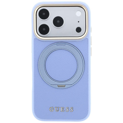 MagSafe-kuori Apple iPhone 18 Pro Max / 17 Pro Max -puhelimelle, Guess Grained Ring Stand 360 Classic, sininen