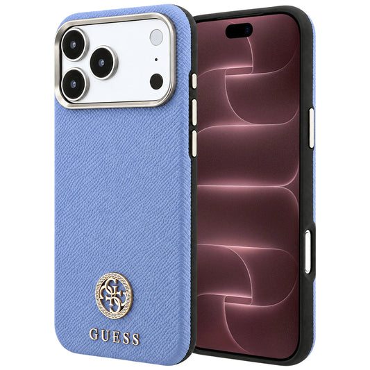 MagSafe-kuori Apple iPhone 18 Pro Max / 17 Pro Max, Guess, Karkeapintainen Pyöreä Strass-logo, Sininen