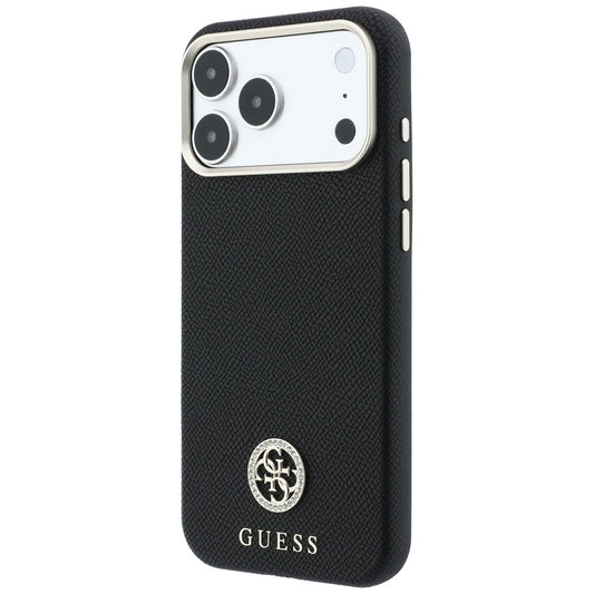 MagSafe-kuori Apple iPhone 18 Pro Max / 17 Pro Max, Guess, Karkeapintainen Pyöreä Strass-logo, Musta
