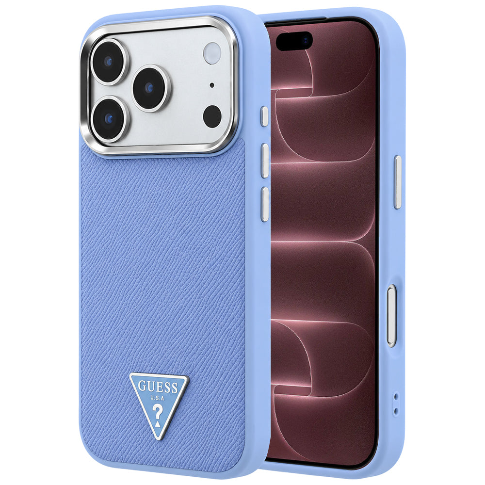 MagSafe-kuori Apple iPhone 18 Pro Max / 17 Pro Max, Guess, Karkeapintainen kolmion logo, Sininen