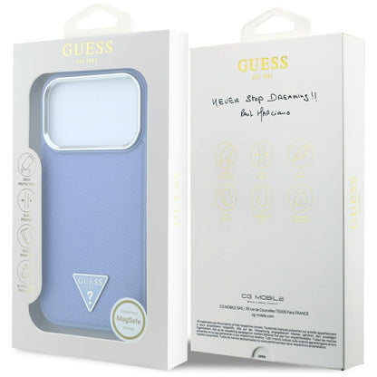 MagSafe-kuori Apple iPhone 18 Pro Max / 17 Pro Max, Guess, Karkeapintainen kolmion logo, Sininen