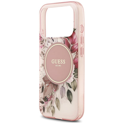 MagSafe-kuori Apple iPhone 18 Pro Max / 17 Pro Max -puhelimelle, Guess, IML Flower & Tonal Circle, vaaleanpunainen