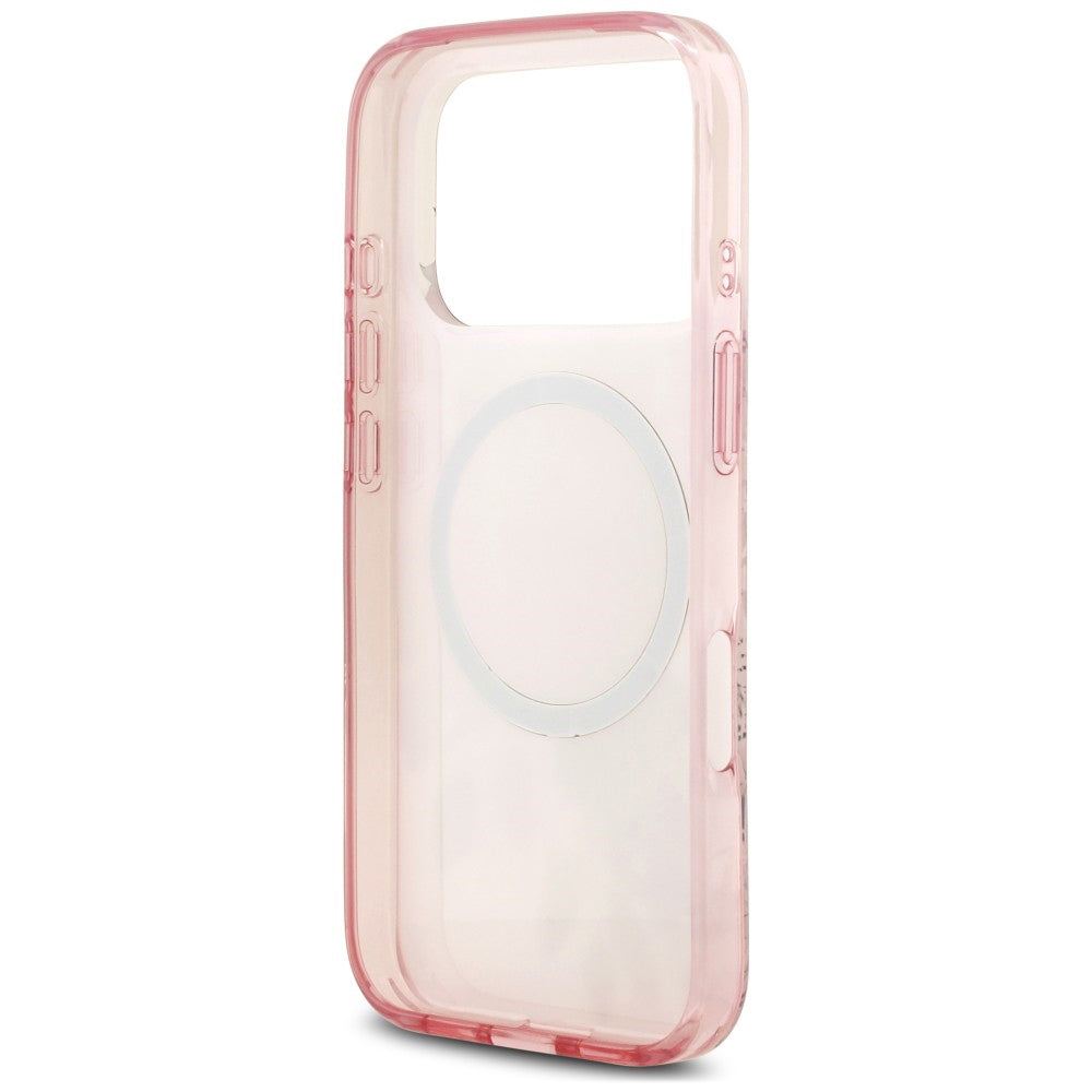 MagSafe-kuori Apple iPhone 18 Pro Max / 17 Pro Max -puhelimelle, Guess, IML Flower & Tonal Circle, vaaleanpunainen