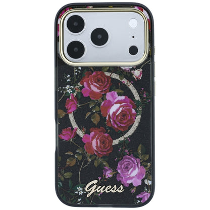 MagSafe-kuori Apple iPhone 18 Pro Max / 17 Pro Max -puhelimelle, Guess, IML Glitter Blossom Roses, musta