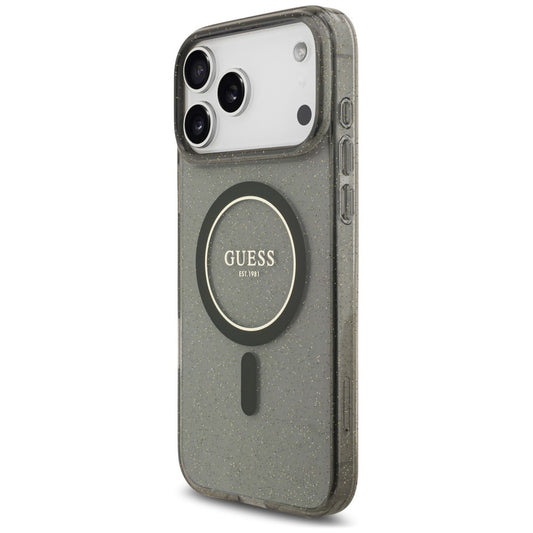 MagSafe-kuori Apple iPhone 18 Pro Max / 17 Pro Max -puhelimelle, Guess, IML Glitter with Pearl Strap, musta