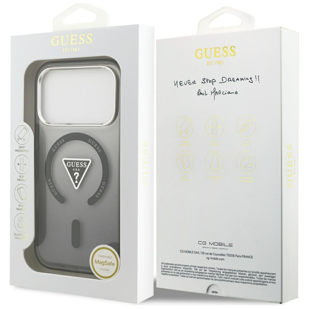 MagSafe-kuori Apple iPhone 18 Pro Max / 17 Pro Max -puhelimelle, Guess, IML Gradient Triangle Logo, musta