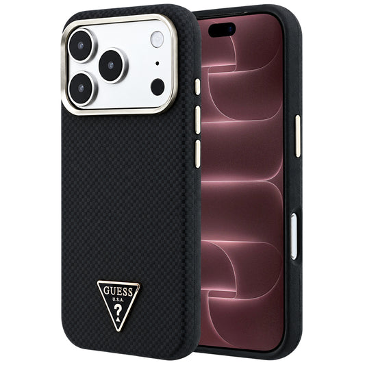 MagSafe-kuori Apple iPhone 18 Pro Max / 17 Pro Max, Guess, Kevlar Triangle Logo, Musta