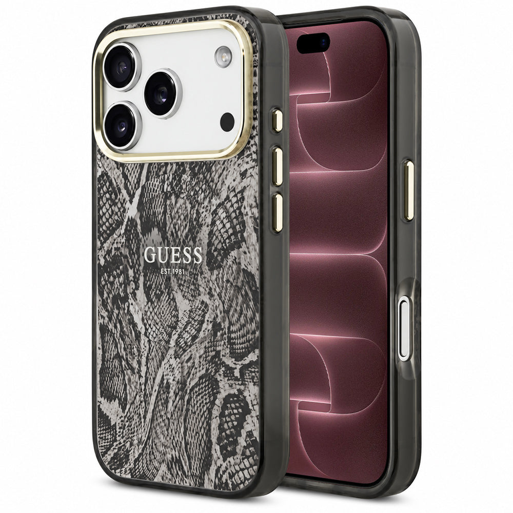 MagSafe-kuori Apple iPhone 18 Pro Max / 17 Pro Max -puhelimelle, Guess, Python-kuvio, musta