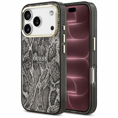 MagSafe-kuori Apple iPhone 18 Pro Max / 17 Pro Max -puhelimelle, Guess, Python-kuvio, musta