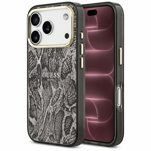 MagSafe-kuori Apple iPhone 18 Pro Max / 17 Pro Max -puhelimelle, Guess, Python-kuvio, musta