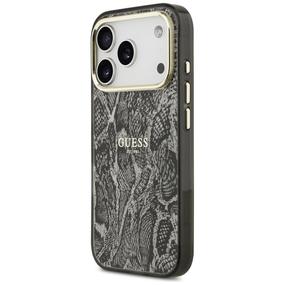 MagSafe-kuori Apple iPhone 18 Pro Max / 17 Pro Max -puhelimelle, Guess, Python-kuvio, musta
