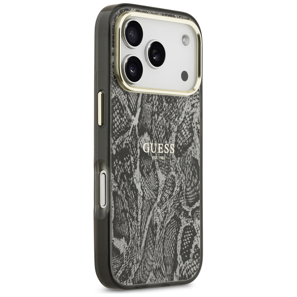 MagSafe-kuori Apple iPhone 18 Pro Max / 17 Pro Max -puhelimelle, Guess, Python-kuvio, musta