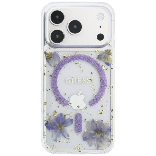 MagSafe-kuori Apple iPhone 18 Pro Max / 17 Pro Max, Guess, hartsikukat ja kimallus, violetti