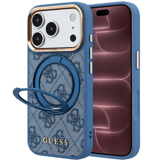 MagSafe-kuori Apple iPhone 18 Pro Max / 17 Pro Max, Guess, Ring Stand 360 4G Classic Logo, Sininen