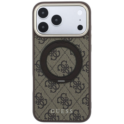 MagSafe Case for Apple iPhone 18 Pro Max / 17 Pro Max, Guess, Ring Stand 360 4G Classic Logo, Brown