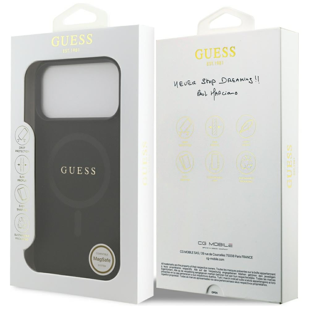 MagSafe-kuori Apple iPhone 18 Pro Max / 17 Pro Max, Guess, Saffiano, Musta