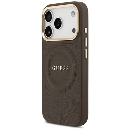 MagSafe-kuori Apple iPhone 18 Pro Max / 17 Pro Max -puhelimelle, Guess, Saffiano Peony Ring, ruskea