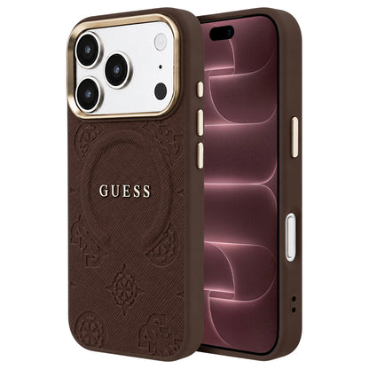 MagSafe-kuori Apple iPhone 18 Pro Max / 17 Pro Max -puhelimelle, Guess, Saffiano Peony Ring, ruskea