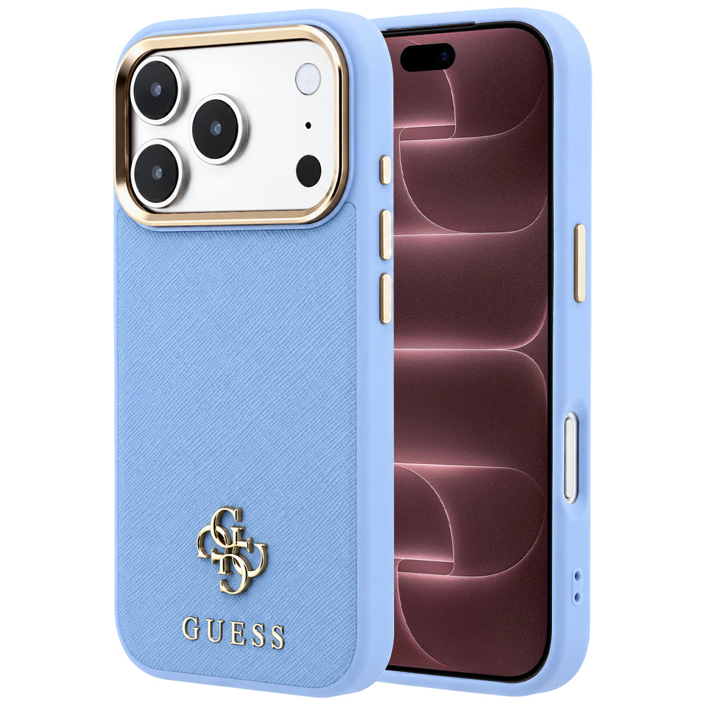 MagSafe-kuori Apple iPhone 18 Pro Max / 17 Pro Max, Guess, Saffiano Small 4G Classic, Bleu