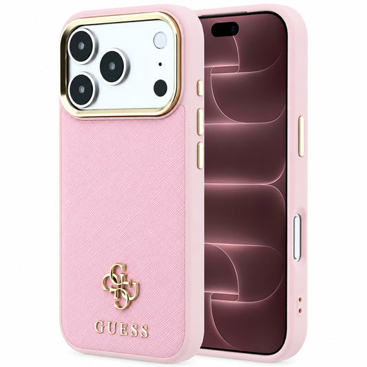 MagSafe-kuori Apple iPhone 18 Pro Max / 17 Pro Max, Guess, Saffiano Small 4G Classic, Vaaleanpunainen