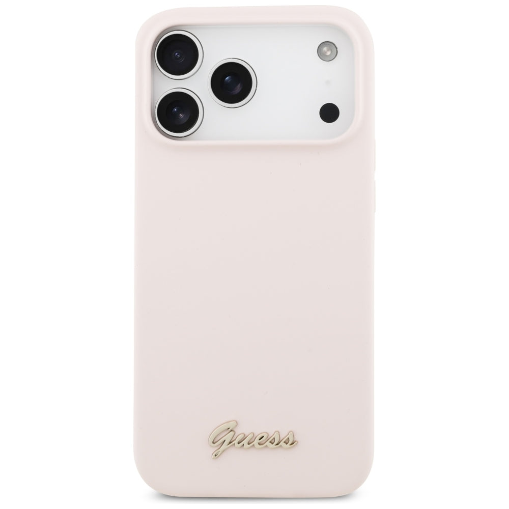 MagSafe-kuori Apple iPhone 18 Pro Max / 17 Pro Max, Guess, Script Metal Logo, Vaaleanpunainen