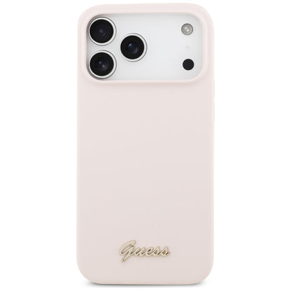 MagSafe-kuori Apple iPhone 18 Pro Max / 17 Pro Max, Guess, Script Metal Logo, Vaaleanpunainen