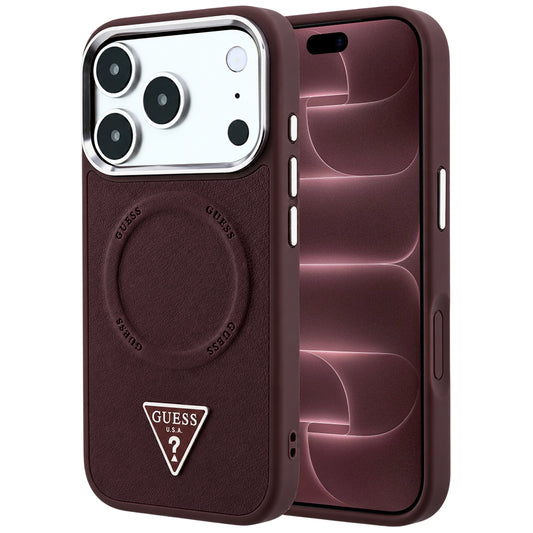 MagSafe-kuori Apple iPhone 18 Pro Max / 17 Pro Max -puhelimelle, Guess, Triangle Logo, viininpunainen