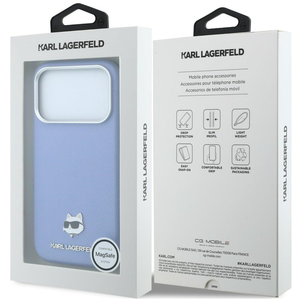 MagSafe Case for Apple iPhone 18 Pro Max / 17 Pro Max, Karl Lagerfeld, Grained Choupette Head, Blue