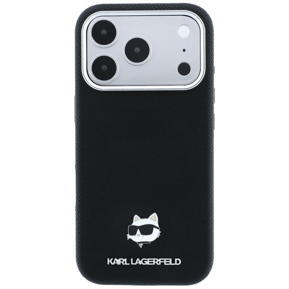 MagSafe-kuori Apple iPhone 18 Pro Max / 17 Pro Max -puhelimelle, Karl Lagerfeld, Grained Choupette Head Metal, musta