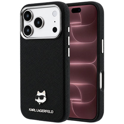 MagSafe-kuori Apple iPhone 18 Pro Max / 17 Pro Max -puhelimelle, Karl Lagerfeld, Grained Choupette Head Metal, musta