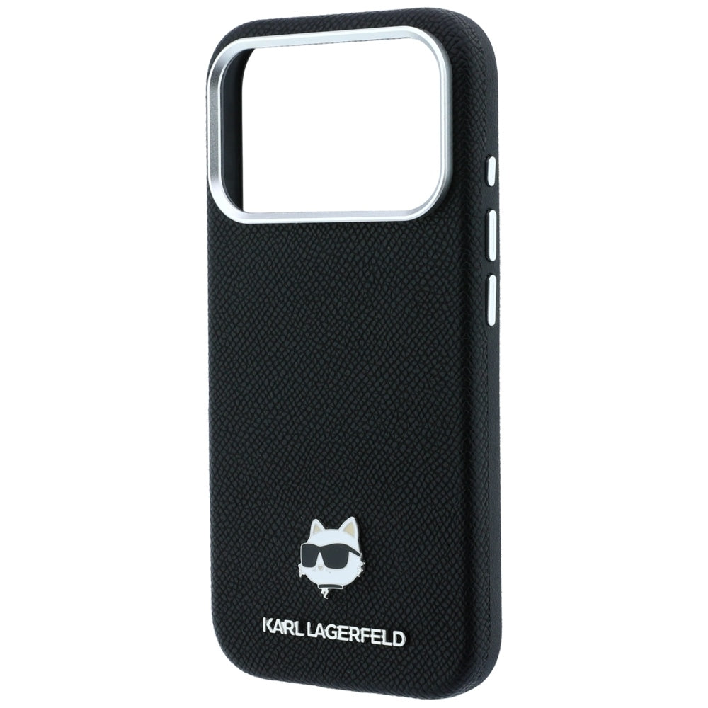 MagSafe-kuori Apple iPhone 18 Pro Max / 17 Pro Max -puhelimelle, Karl Lagerfeld, Grained Choupette Head Metal, musta