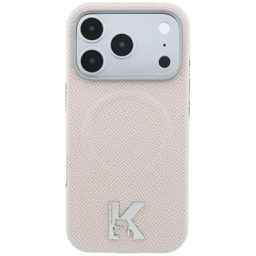 MagSafe-kuori Apple iPhone 18 Pro Max / 17 Pro Max, Karl Lagerfeld, Kuvioitu kohokuvioitu rengas, Beige